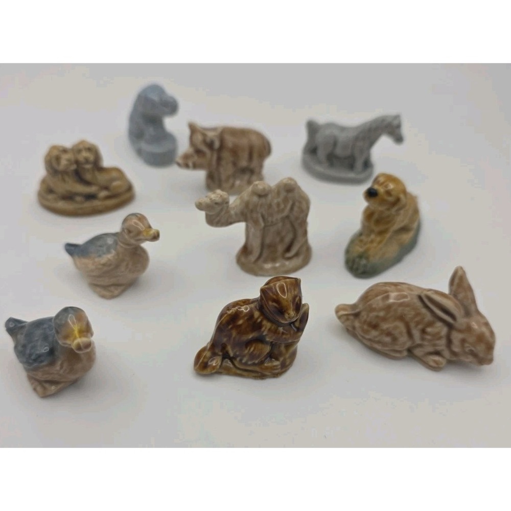 Vintage Wade Of England Whimsies Ceramic Animal Lot Red Rose Tea Figurines